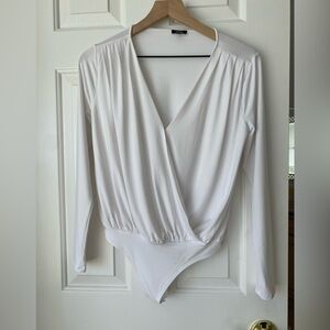 Express White Wrap Bodysuit